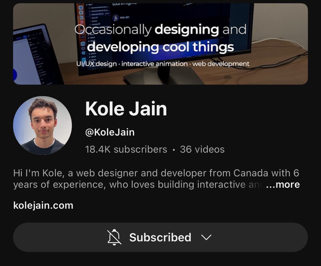 SanndyCreationz's tweet image. If you’re trying to actually understand UX design — not just make things pretty — you need to check out Kole Jain on YouTube.

His videos break down the real design thought process and show how even small tweaks can instantly level up your  UI/UX Design Game

#UXDesign #UIDesign