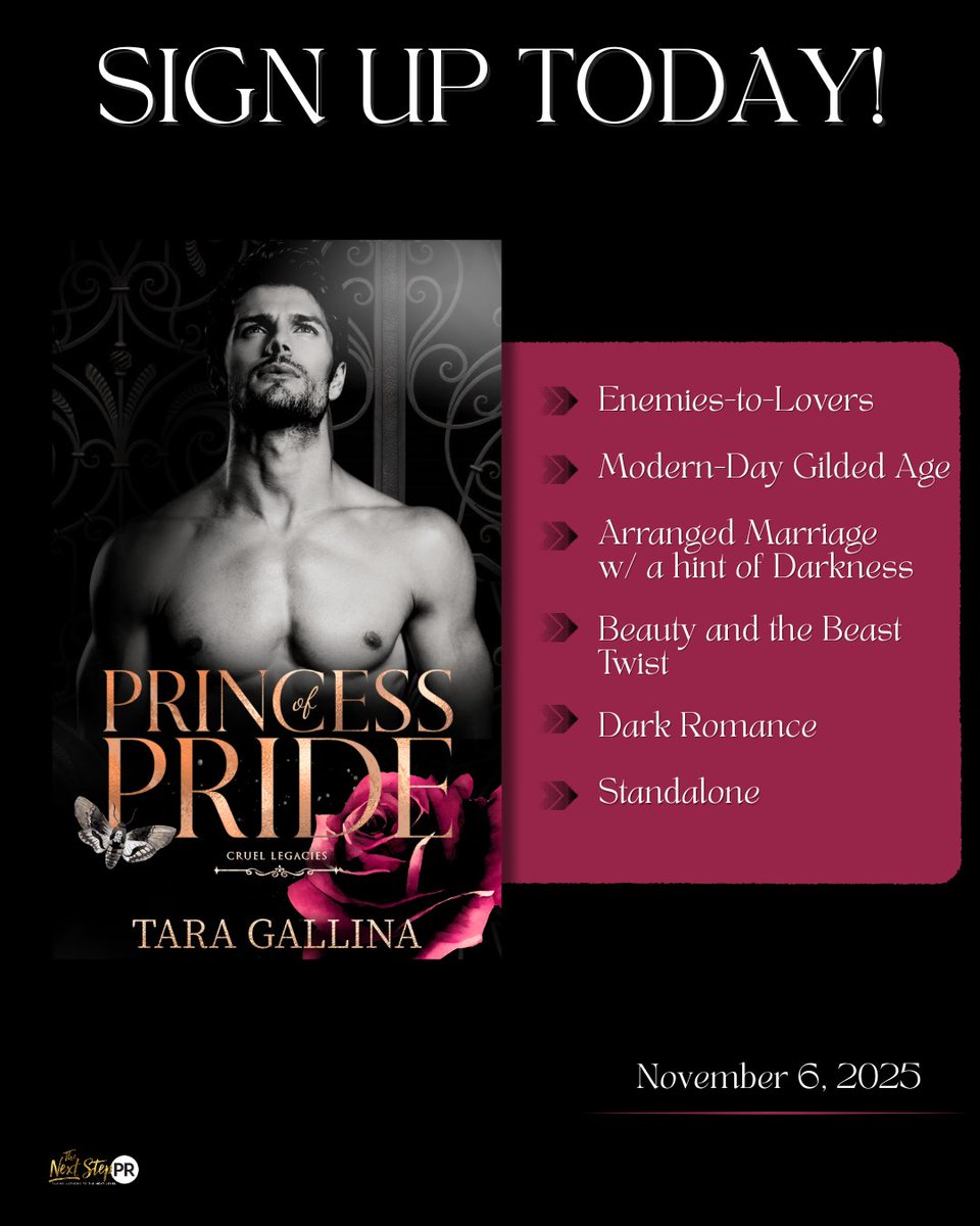 Anna Theurer (@annatheurer) on Twitter photo π‘ππͺ π¦πππ‘ π¨π£ ππππ₯π§! π£
#PrincessOfPride by #AuthorTaraGallina
Genre: #Dark Romance
Releasing 11.6
#SignUp bit.ly/PrincessOfPridβ¦
#HostedBy <a href="/TheNextStepPR/">The Next Step PR</a>
Learn more at thenextsteppr.com π‘ππͺ π¦πππ‘ π¨π£ ππππ₯π§! π£
#PrincessOfPride by #AuthorTaraGallina
Genre: #Dark Romance
Releasing 11.6
#SignUp bit.ly/PrincessOfPridβ¦
#HostedBy <a href="/TheNextStepPR/">The Next Step PR</a>
Learn more at thenextsteppr.com