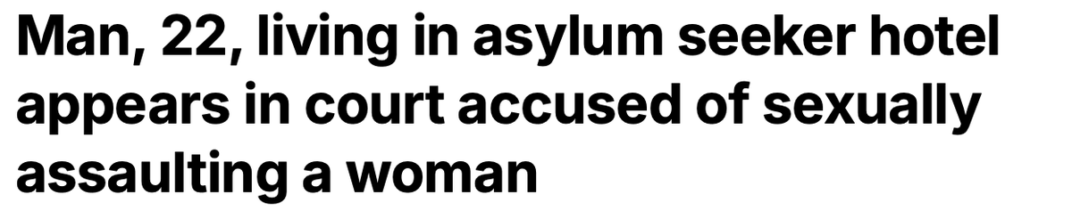 Tadi Alemeyeha, 22, an asylum seeker at Britannia Country House Hotel in Manchester, appeared in court on Thursday, denying the sexual assault of a woman. Using an interpreter, he pleaded not guilty.

Every day, it seems there is a new headline. When will enough be enough?