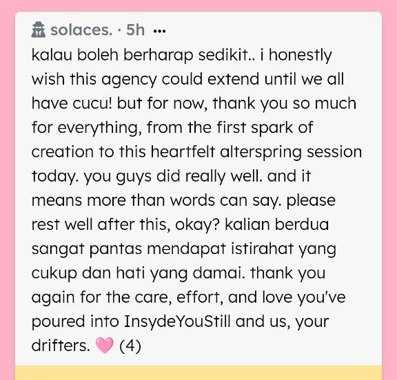 Kalau Jakarta tenggelam, tandanya itu karna air mata gue dan abang Soma. Sejujurnya ide awal dari abang Soma, gusy, beliau kebetulan juga lagi suka banget sama lagi IML. Seneng banget kalau sendirinya bisa happy selama join di sini, jujur kami juga sempet kepikiran —