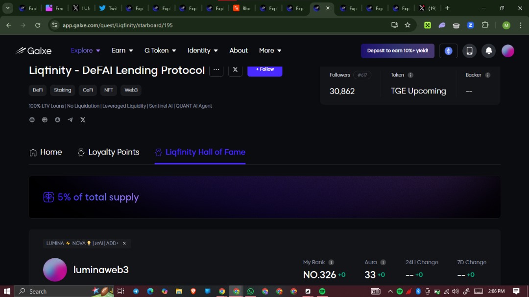 lumina web 3 (@luminaweb_3) on Twitter photo I started stacking AURA on Galxe like anyone else chasing XP, curious about what <a href="/liqfinity/">Liqfinity | DeFAI | Powered by AI Agent: Quant</a> was building. But somewhere along the way, it stopped being just a leaderboard. I found myself using the product, not just farming it. And it changed everything.
<a href="/liqfinity/">Liqfinity | DeFAI | Powered by AI Agent: Quant</a> isn't trying I started stacking AURA on Galxe like anyone else chasing XP, curious about what <a href="/liqfinity/">Liqfinity | DeFAI | Powered by AI Agent: Quant</a> was building. But somewhere along the way, it stopped being just a leaderboard. I found myself using the product, not just farming it. And it changed everything.
<a href="/liqfinity/">Liqfinity | DeFAI | Powered by AI Agent: Quant</a> isn't trying