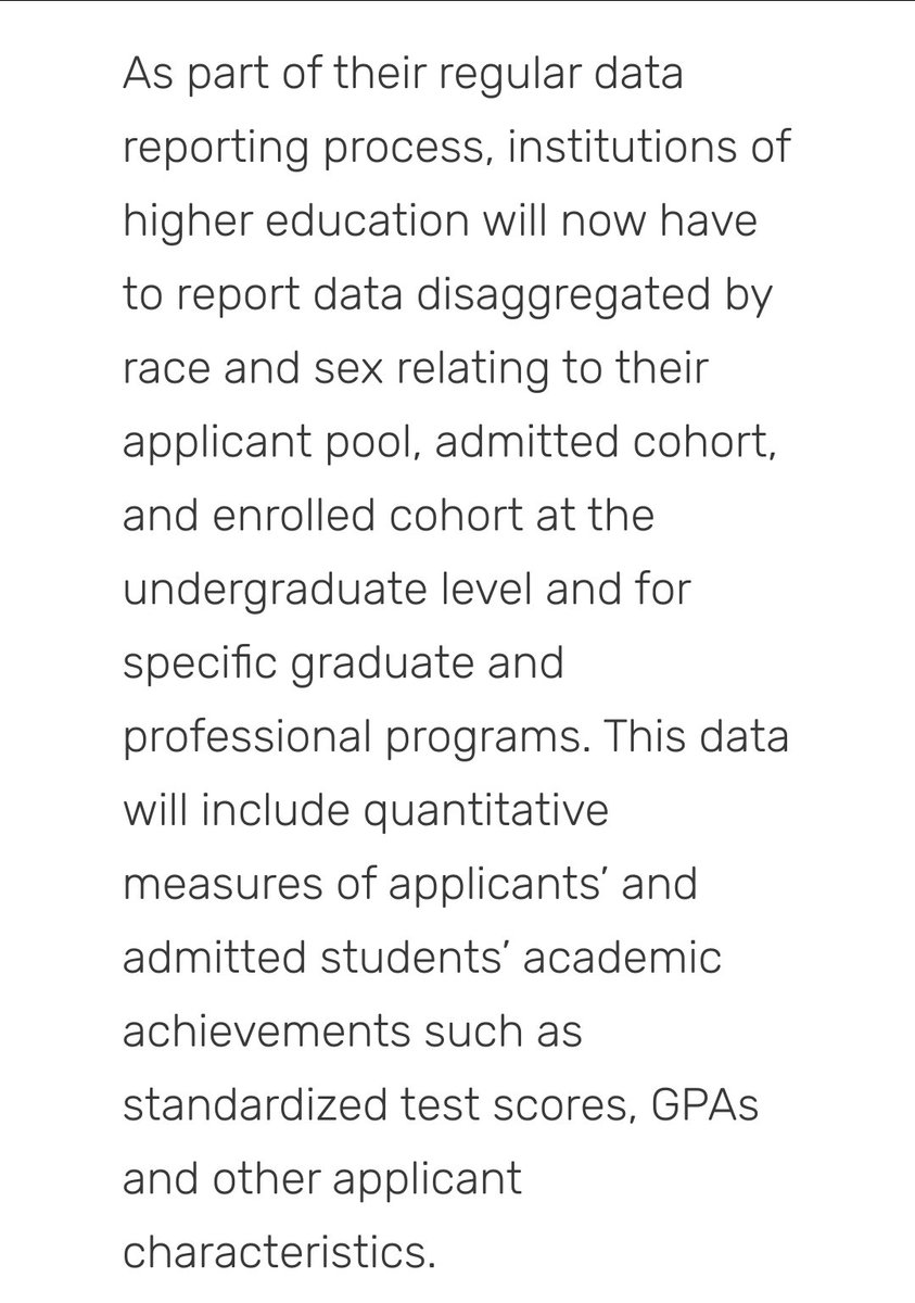 Great news! Universities will no longer be able to hide admission discrimination (on the basis of race or sex) from the public.