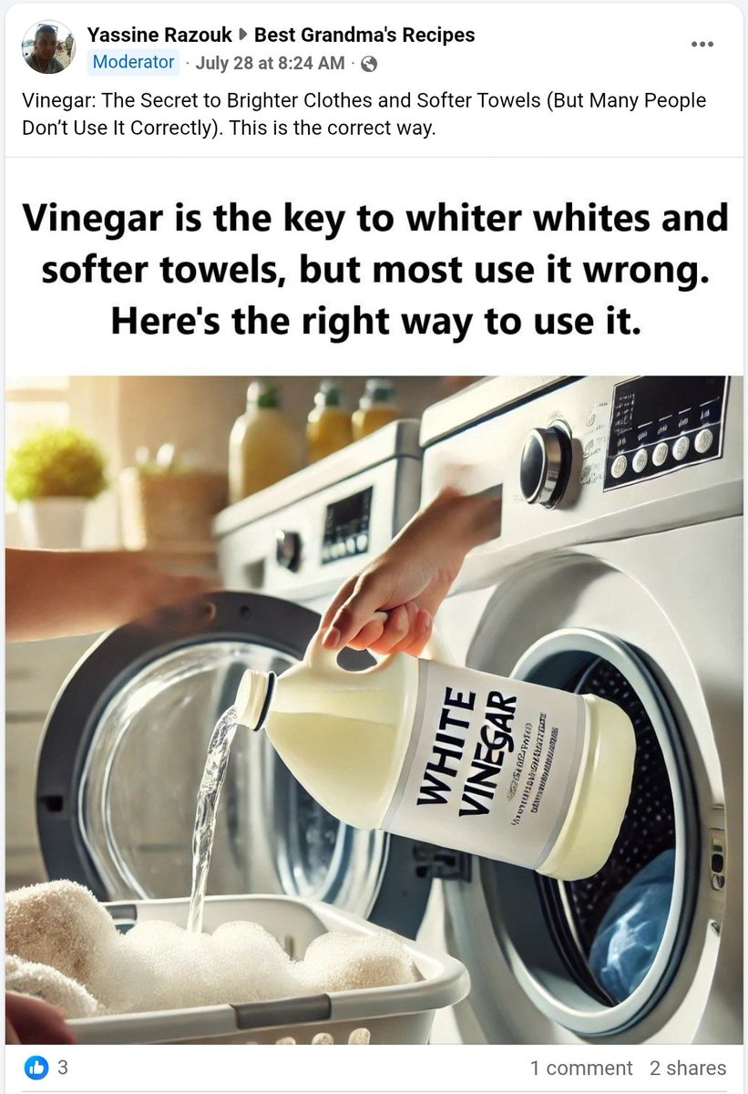 I have to be honest: after seeing this <a href="/FacebookAIslop/">Insane Facebook AI slop</a> I do not think I will be able to use vinegar the right way.