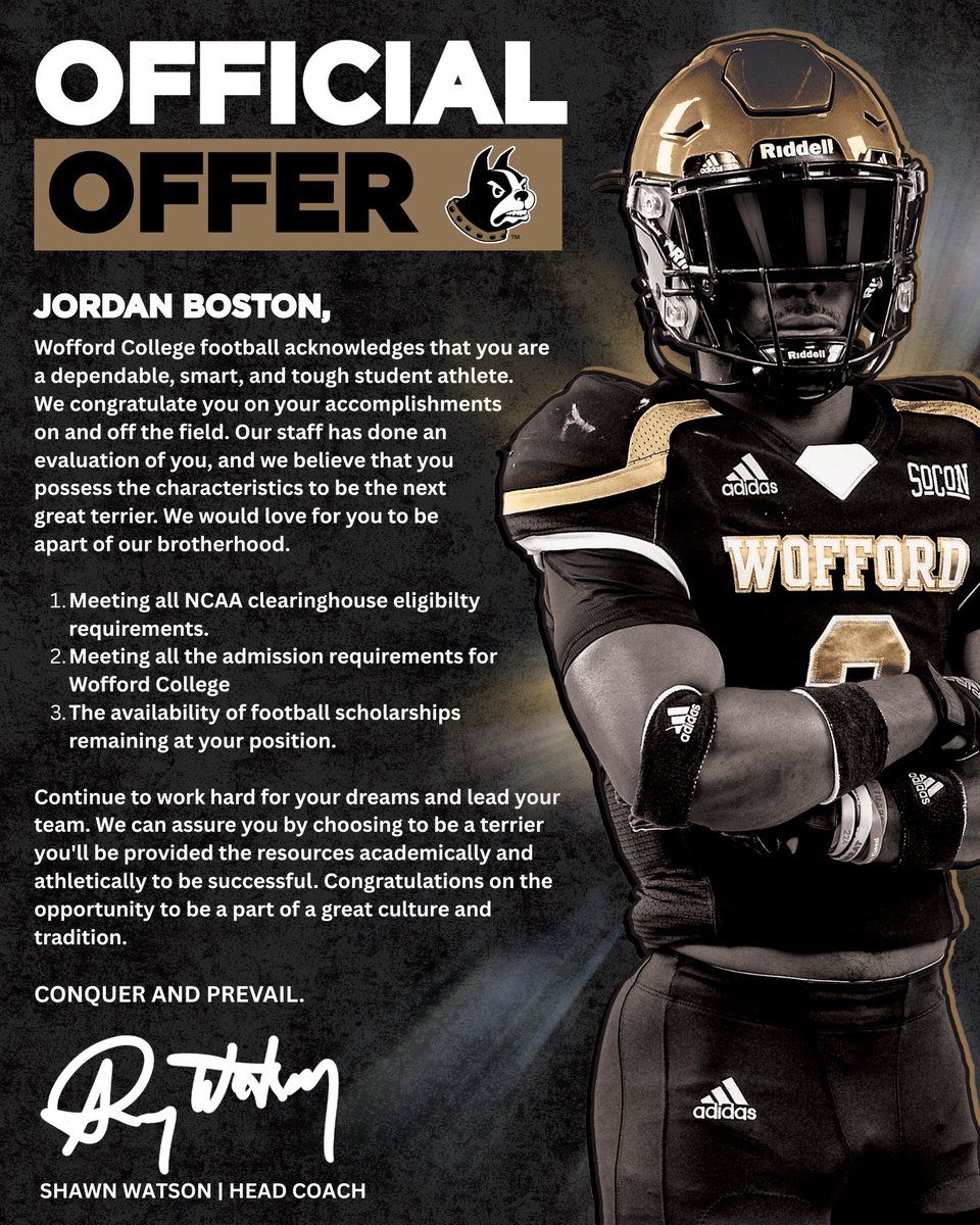 Jordan Boston (@jordanboston0) on Twitter photo Thank you again to <a href="/CoachWatson_24/">Devin Watson</a> and the whole Wofford football staff for the official offer!!! Thank you again to <a href="/CoachWatson_24/">Devin Watson</a> and the whole Wofford football staff for the official offer!!!