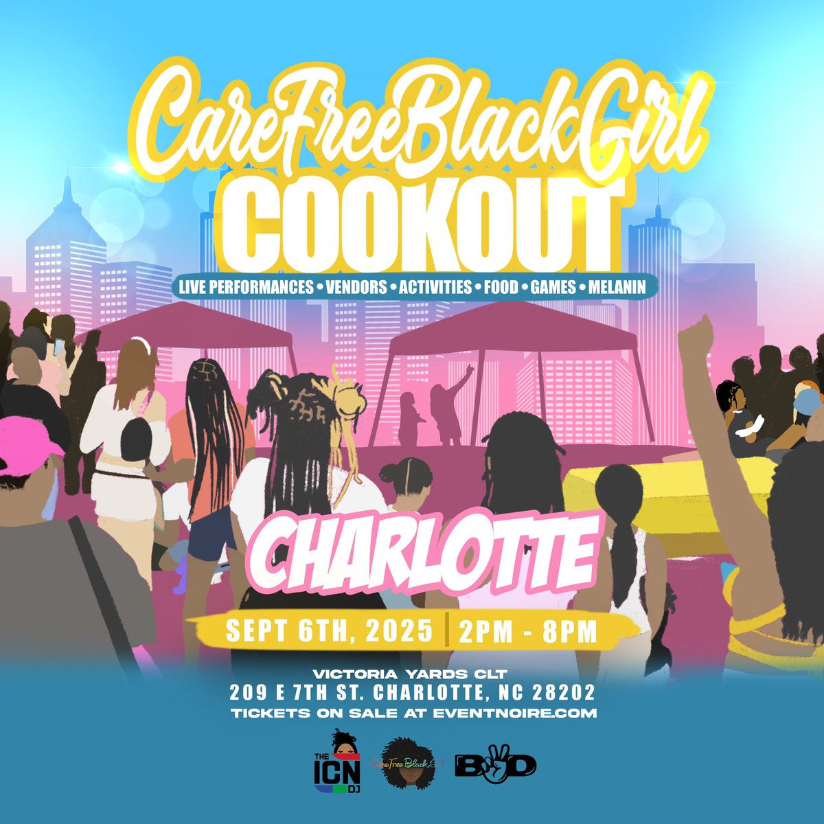 Secured one of my dream venues for the charlotte cookout, i appreciate my tribe for rocking with me through a date change, location change, mental health break, etc. over 300 tickets sold already 🥹
28 days to go 

See yall at Victoria Yards CLT 

events.eventnoire.com/e/carefreeblac…