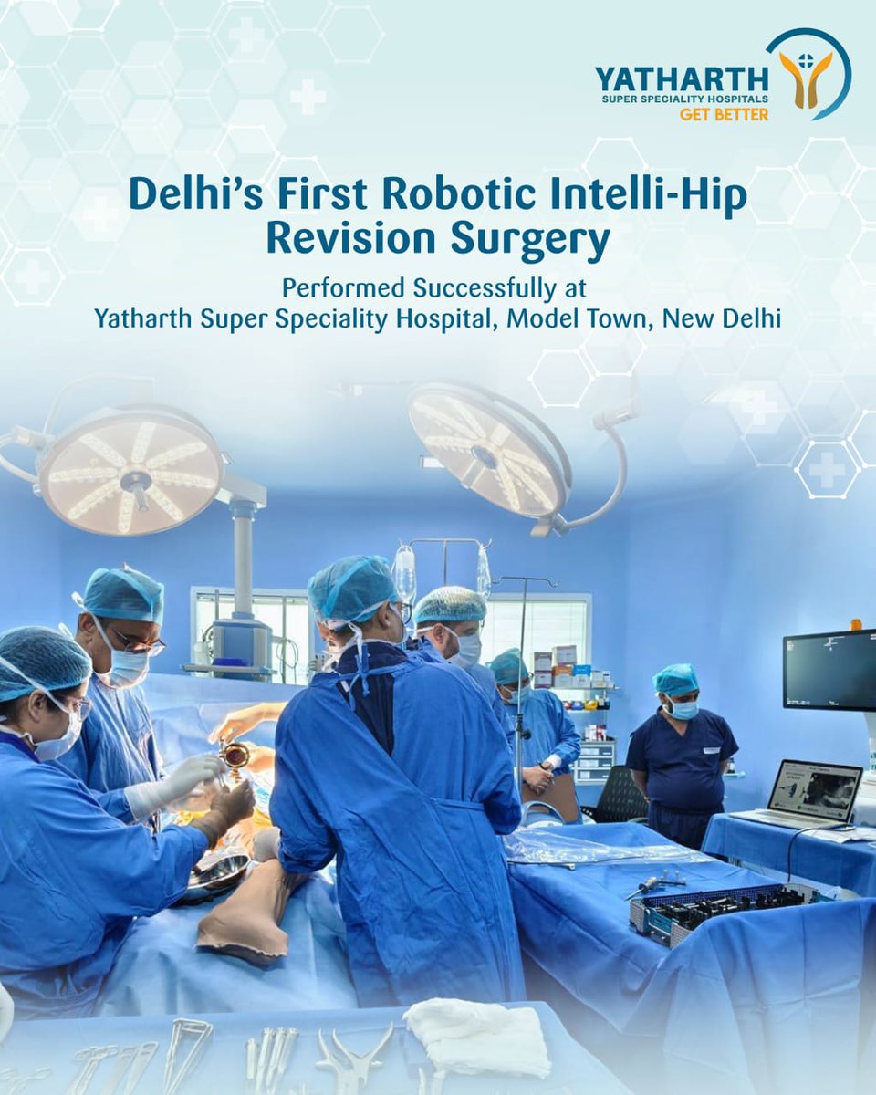 Breaking new ground in orthopaedic excellence!

Yatharth Super Speciality Hospital, Model Town has achieved a milestone by performing Delhi’s first Robotic Intelli-Hip Revision Surgery, a highly advanced, precision-led procedure.
.
.
.
.
.
 #intellihipsurgery #modeltown
