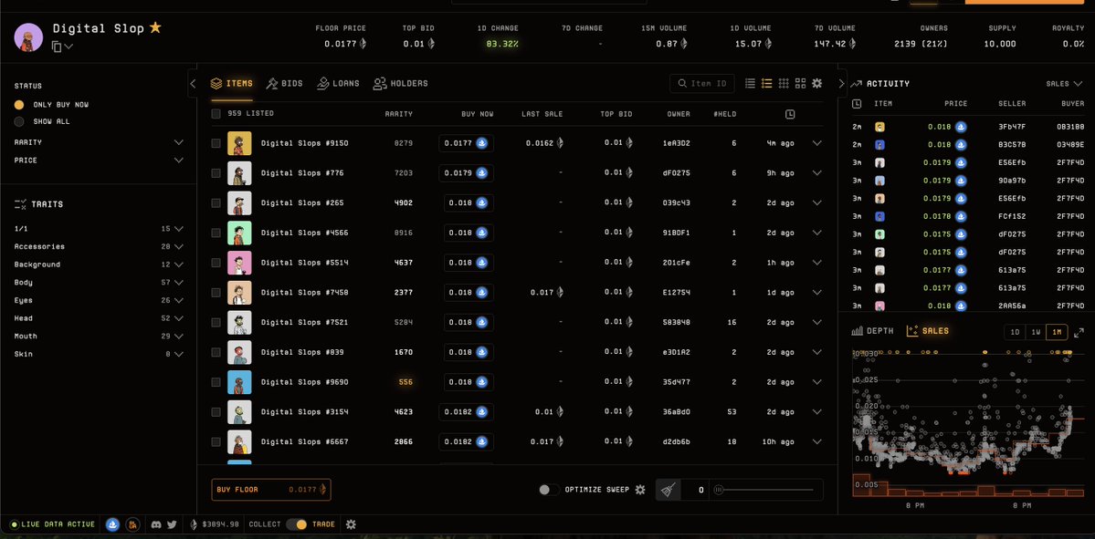 Digital Slops dropped like it’s 2021.. <a href="/henlo_eth/">henlo</a> wtf

- Free mint
- No thoughts
- Just vibes
- Meme style NFT

Miladys did it. Sproto Gremlins did it.

Slops? About to enter their villain arc.

Get in losers, we’re going to 69 ETH.

#DigitalSlops