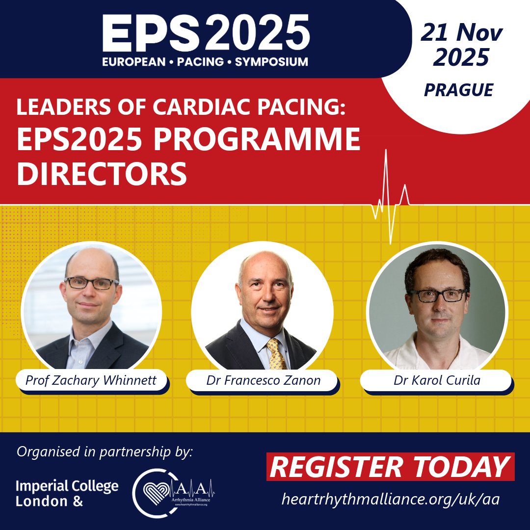 Arrhythmia Alliance (@knowyourpulse) on Twitter photo #EPS2025: 9+ hours of sessions with leading specialists sharing evidence, practical tips & live demo. Programme directors: Prof <a href="/ZacharyWhinnett/">Zachary Whinnett</a>, Dr Francesco Zanon, Dr <a href="/curilakarol/">curilakarol</a>.
Agenda & registration: heartrhythmalliance.org/aa/uk/european…
#CardioTwitter #CardioX #EPS2025: 9+ hours of sessions with leading specialists sharing evidence, practical tips & live demo. Programme directors: Prof <a href="/ZacharyWhinnett/">Zachary Whinnett</a>, Dr Francesco Zanon, Dr <a href="/curilakarol/">curilakarol</a>.
Agenda & registration: heartrhythmalliance.org/aa/uk/european…
#CardioTwitter #CardioX