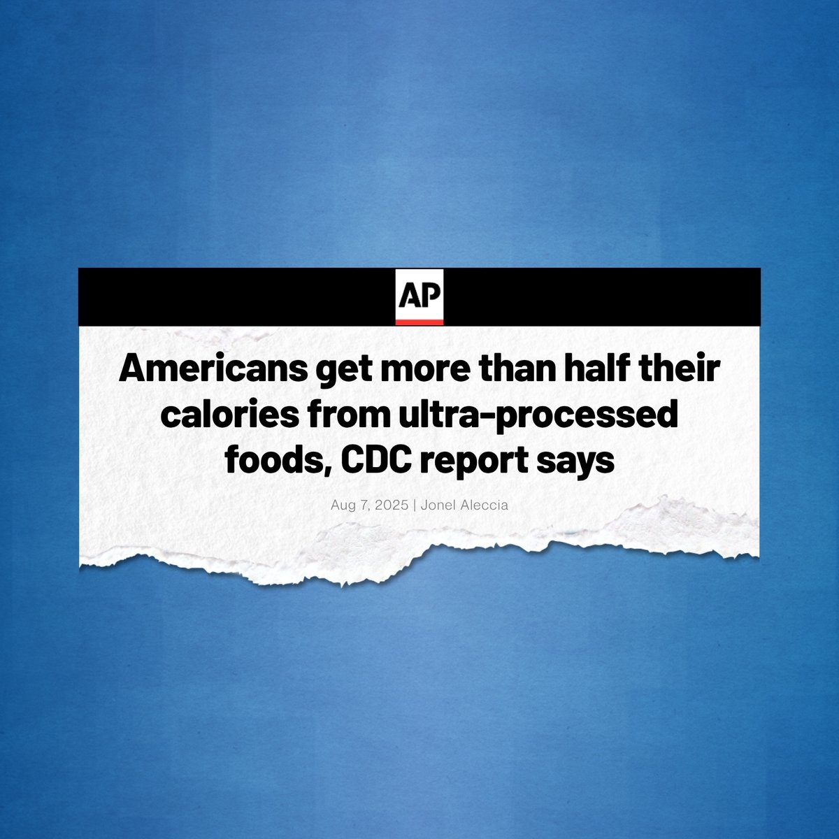 .<a href="/CDCgov/">CDC</a> just released a study confirming urgent need to improve American health: ultra-processed foods in the United States accounted for 53% of calories consumed by adults and 62% consumed by children. HHS is bringing attention to this contributor of chronic disease.