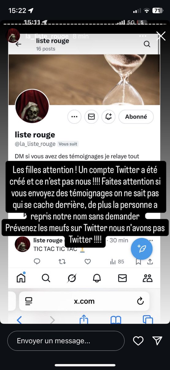 ozofozneod's tweet photo. LES GENS, le compte @la_liste_rouge c’est pas le vrai !! Lui envoyez pas vos témoignages !!! https://t.co/OFgPT6WwJP