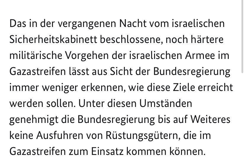 🚨 The German gov’s “ban” on arms exports is a SHAM. Imho it’s worded to deceive, not to deliver. Here’s the truth:  

1️⃣ The official statement says:“No new approvals”  
Already approved weapons can STILL be shipped. No real stop. 

READ the official statement yourself👇 🧵