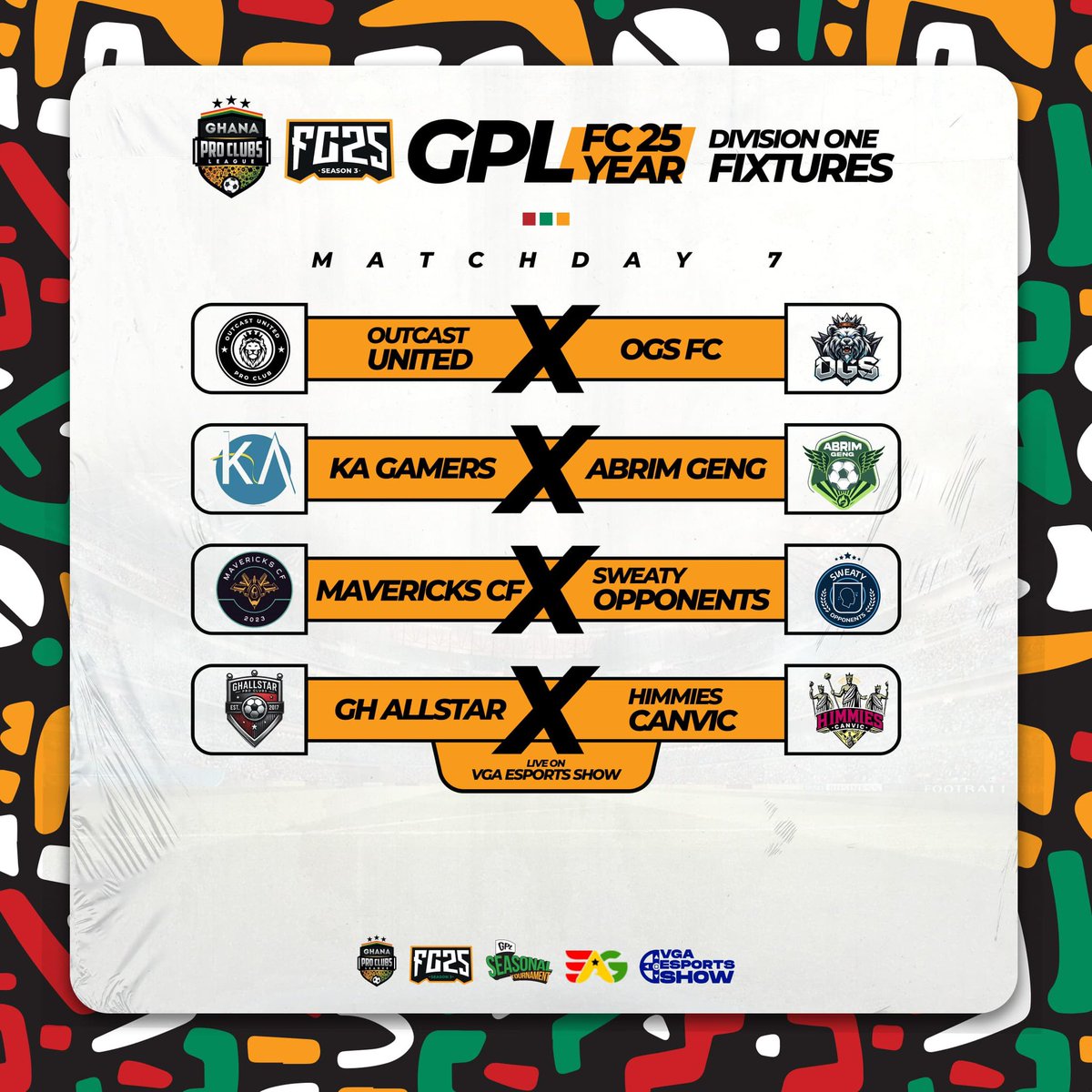VPG Ghana (@ghanaproclubs) on Twitter photo ๐ Division 2 Matchday 6 Results + Division 1 Matchday 7 Fixtures! โฝ๐ฅ
Tactical OP (<a href="/Tactical_OPgh/">Tactical OP</a> ) edged Rebellions (<a href="/rebellious/">๐ฏ๐ข๐๐ข๐ฉ ๐๐ฑ ๐ฅ๐ข๐๐ฏ๐ฑ โพ</a>) in a nail-biting showdown yesterday on Production โ live from the VGA Esports Studio ๐ฅ. A fascinating game featuring the man himself,<a href="/Slymorh3/">Slymorh</a> , ๐ Division 2 Matchday 6 Results + Division 1 Matchday 7 Fixtures! โฝ๐ฅ
Tactical OP (<a href="/Tactical_OPgh/">Tactical OP</a> ) edged Rebellions (<a href="/rebellious/">๐ฏ๐ข๐๐ข๐ฉ ๐๐ฑ ๐ฅ๐ข๐๐ฏ๐ฑ โพ</a>) in a nail-biting showdown yesterday on Production โ live from the VGA Esports Studio ๐ฅ. A fascinating game featuring the man himself,<a href="/Slymorh3/">Slymorh</a> ,