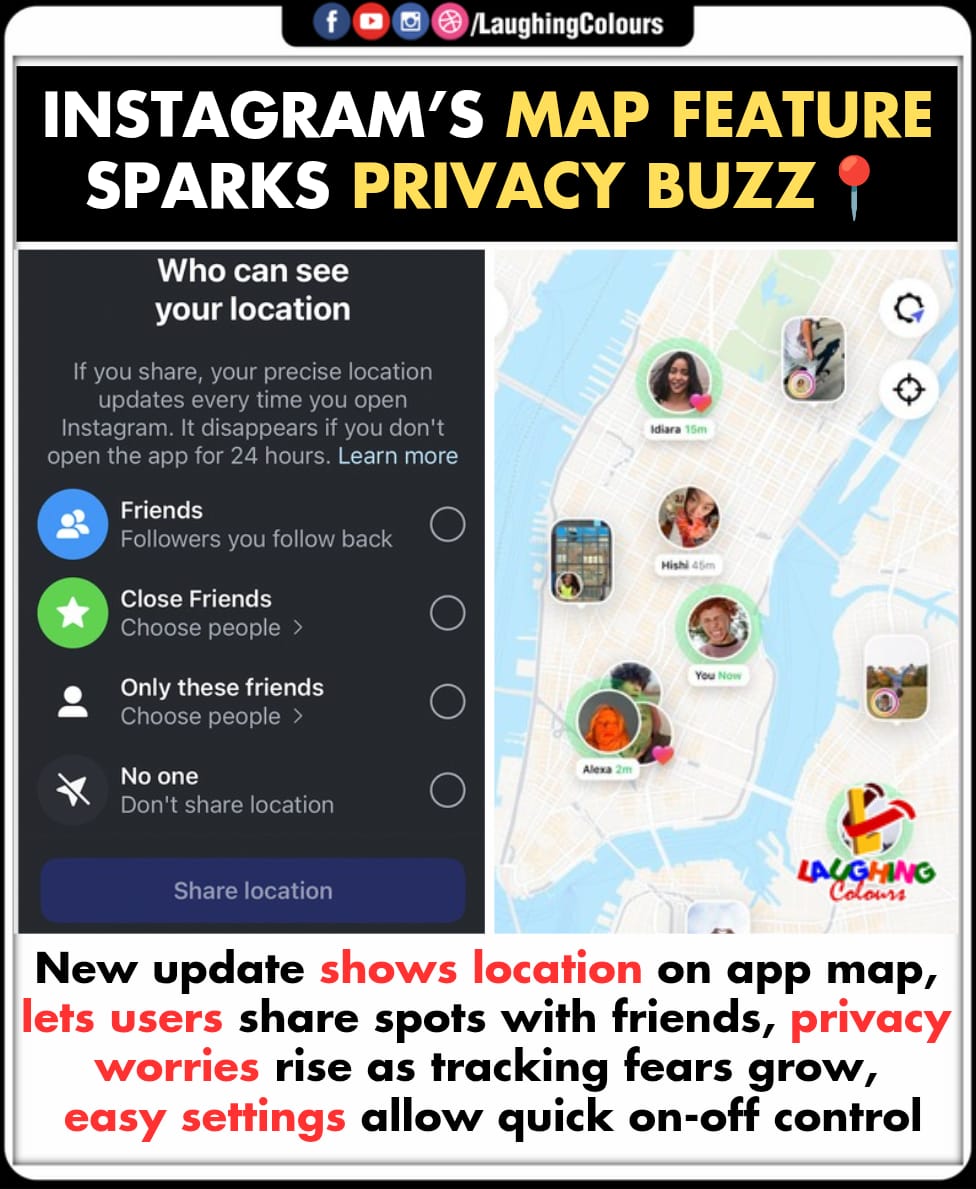 LaughingColours's tweet image. Privacy on the Radar 📍

#InstagramUpdate #LocationSharing #PrivacyConcerns #SocialMediaSafety #AppMapFeature #DigitalAwareness