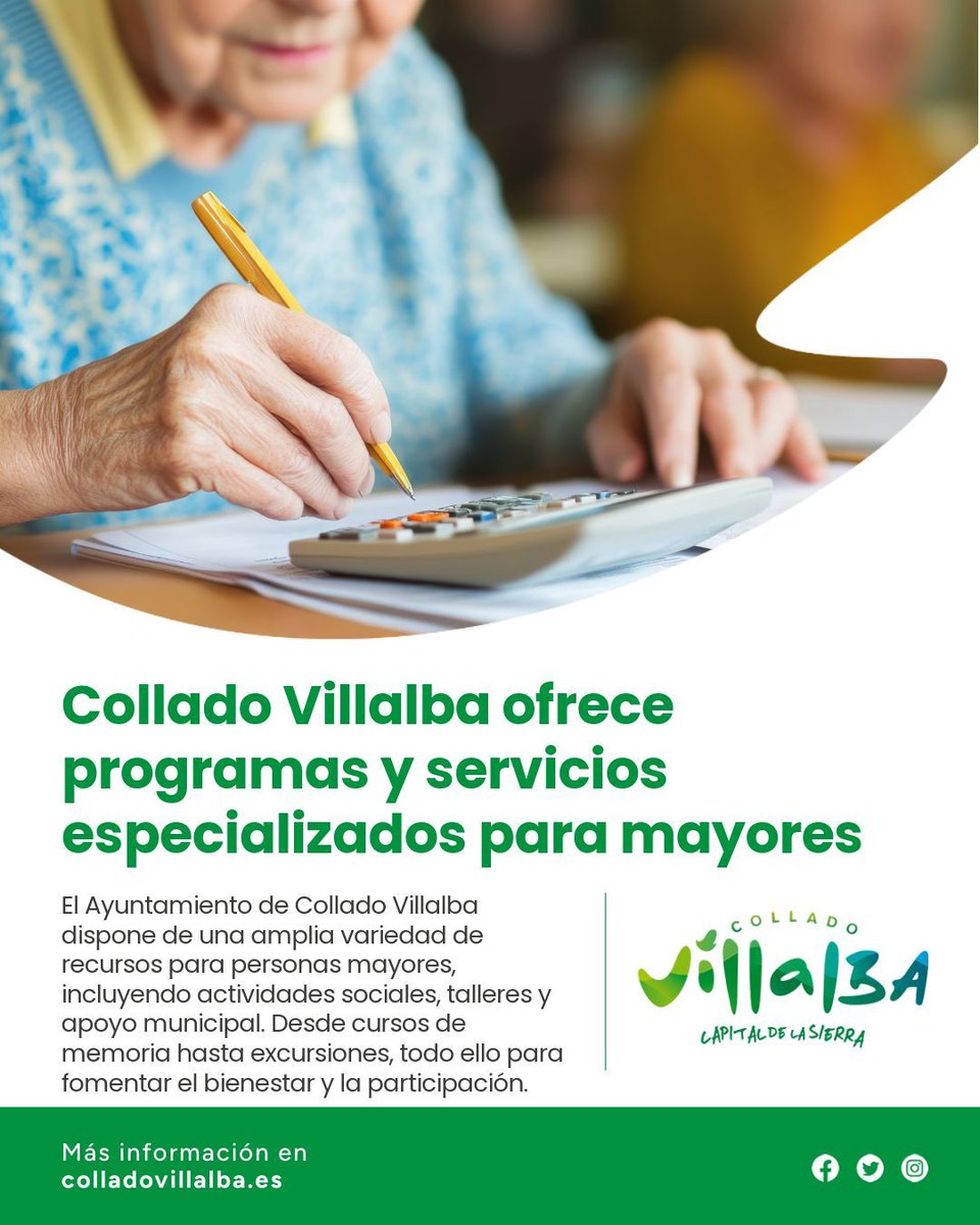 Ayuntamiento de Collado Villalba (@ayuntamientocv) on Twitter photo 👵👴 Recursos para mayores en #ColladoVillalba
📅 Actividades, programas y servicios pensados para ti.
💙 Tu ciudad cuida de ti. ¡Infórmate!
🔗 Más info: colladovillalba.es/mayores
#ViveColladoVillalba #TerceraEdad 👵👴 Recursos para mayores en #ColladoVillalba
📅 Actividades, programas y servicios pensados para ti.
💙 Tu ciudad cuida de ti. ¡Infórmate!
🔗 Más info: colladovillalba.es/mayores
#ViveColladoVillalba #TerceraEdad