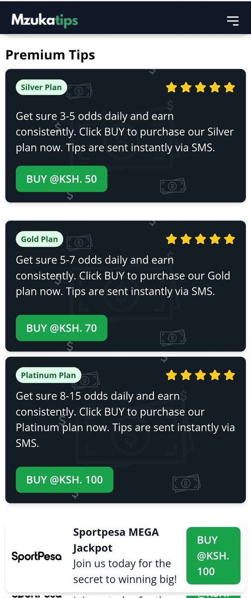 🚨A QUICK REMINDER🚨
WIN BIG this weekend courtesy of MzukaTips!

10 Free games ✅️
3+ odds ✅️
5+ odds ✅️
10+ odds ✅️
Sportpesa MJP ✅️ 

Visit 📲 mzukatips.com 
Gamble Responsibly 🔞
#MzukaTips