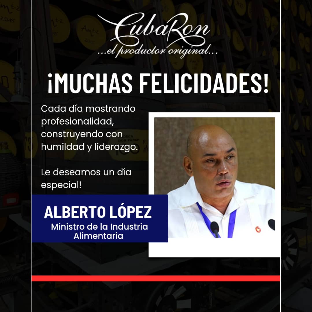 Muchas Felicidades le desea <a href="/CubaRonSA/">Cuba Ron S.A 🇨🇺</a> ! Continuamos cin su ejemplo, humildad y liderazgo. 
Que su día sea especial!

#cubaron #minal
