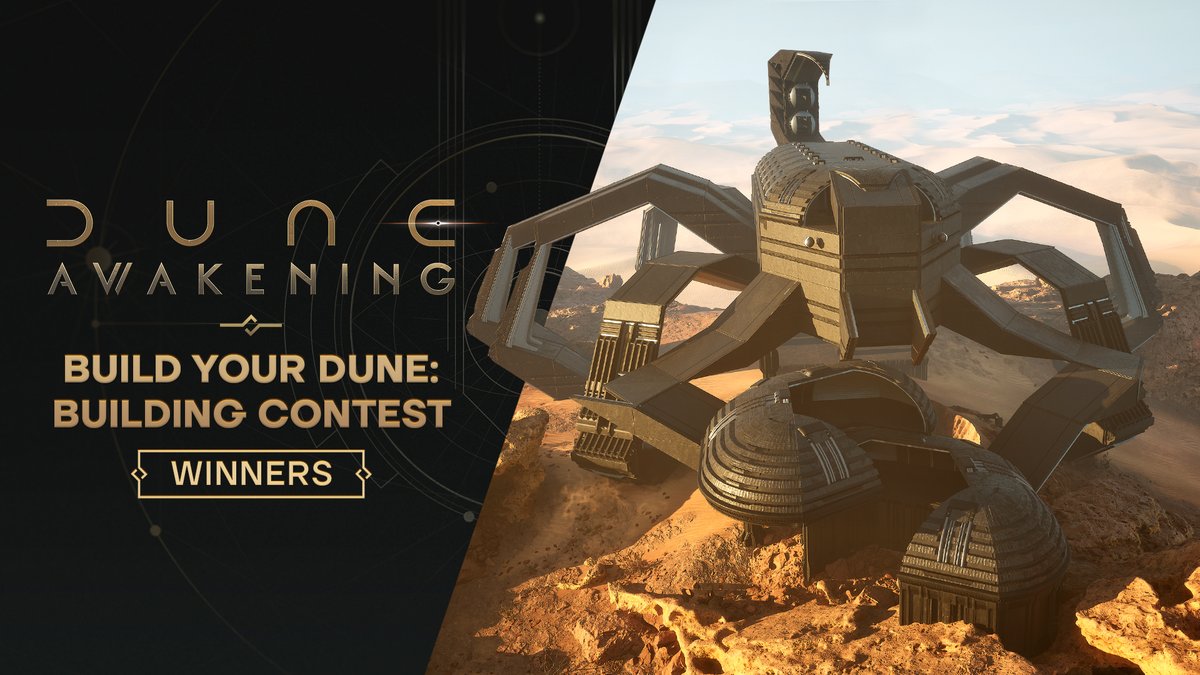 The winners of our very first building contest are here!

Selecting them among all of these amazing buildings was challenging, but we thank every one of you for participating.

We hope you had as much fun building them, as we did looking through them.

🏠: duneawakening.com/news/build-you…