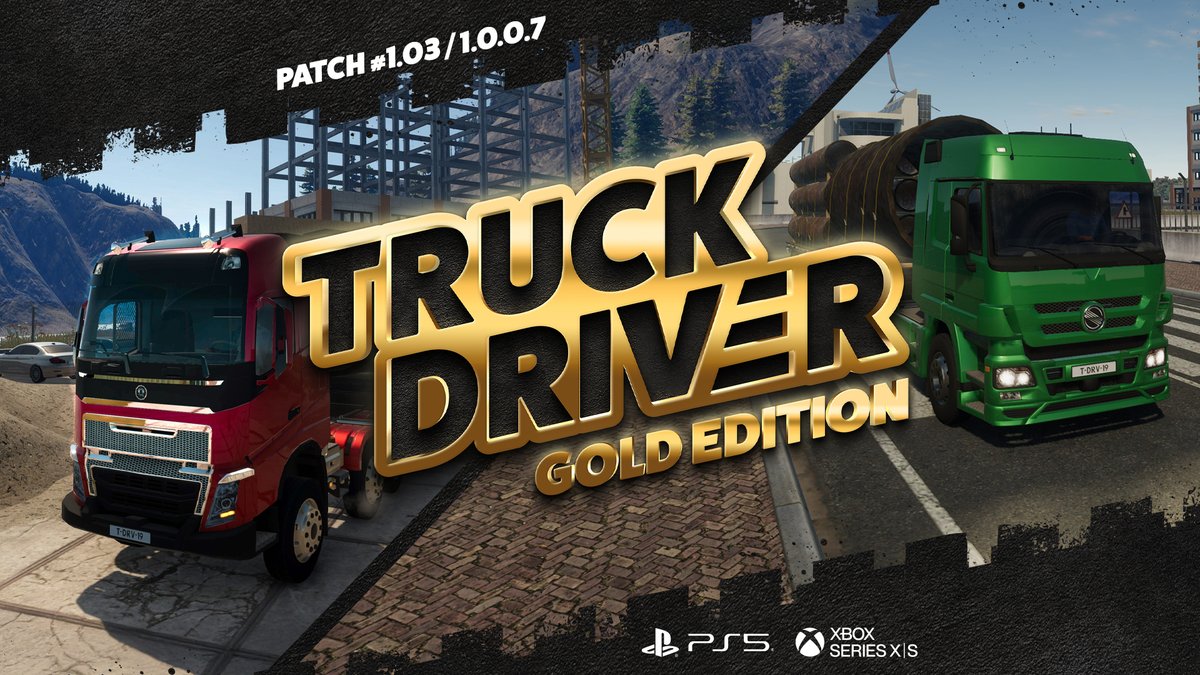 We're wrapping up the week with a new #TruckDriver Gold Edition Update - Now live! 
🟢 Patch 1.0.0.7 on #XboxSeriesXS 
🔵 Patch 1.03 on #PS5

💬 Fixed chat UI issues
🚚 Addressed parking missions problems
⚙️ Improved traffic AI and more!

Patch Notes 📝 soedesco.com/news/new-truck…