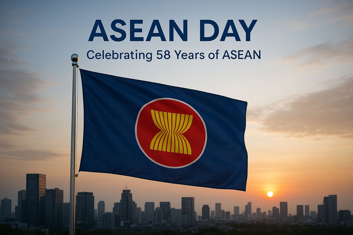 Today, we celebrate #ASEANDay, marking 58 years of unity and growth. ASEAN continues to drive economic collaboration, creating opportunities for businesses to thrive and shape the future together. #ASEAN58 #EconomicGrowth #FutureOfASEAN