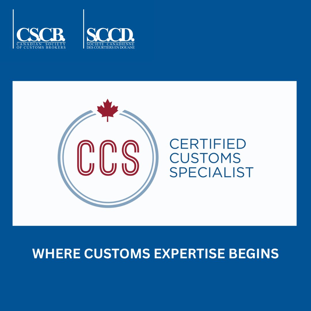 CSCB_CA's tweet image. Elevate your expertise in customs and trade. The 2025–2026 Certified Customs Specialist (CCS) program equips you with the skills to navigate Canada’s customs landscape with confidence. Enrol now and advance your career. bit.ly/3JpS3n1