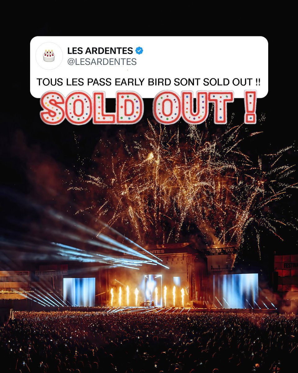 TICKETS EARLY BIRD : SOLD OUT. CRAZY. 

Merci pour votre confiance 🙂‍↕️