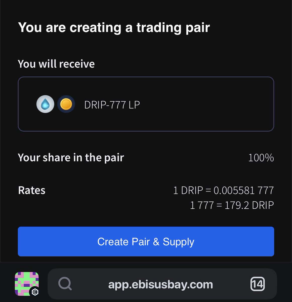 Drip_Official_'s tweet photo. What’s that CROFAM?

+1 CROmmunity coin paired with $DRIP on @EbisusBay 

This time it’s @CAW777onX 

#FFTB #DeFiMovement #liquidty https://t.co/CcKcvG7JYh