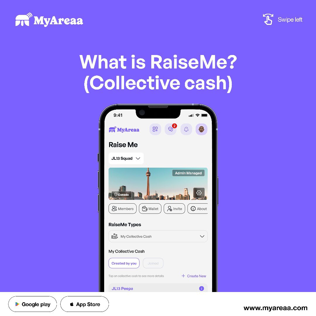 MyAreaa_inc's tweet photo. What if saving with friends could help you stay committed?

RaiseMe gives you the tools to save, grow and stay accountable with your community or group.

#MyAreaa #RaiseMe #CollectiveCash #GroupSavings #SaveTogether #FinancialGoals #FintechforCommunities #DigitalSavings https://t.co/Z0L5tiFJ4o