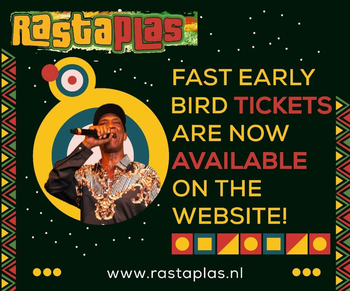 🔥 FAST Early Bird tickets for #RastaPlas2026 are live! 🔥
You know how magical it was!
🎶 Secure your spot now for July 17 &amp; 18, 2026 with our EXTRA early tickets, limited availability

👉 Head to rastaplas.stager.co/web/tickets and grab your Fast Early Bird now!

#RastaPlas2026 #reggae