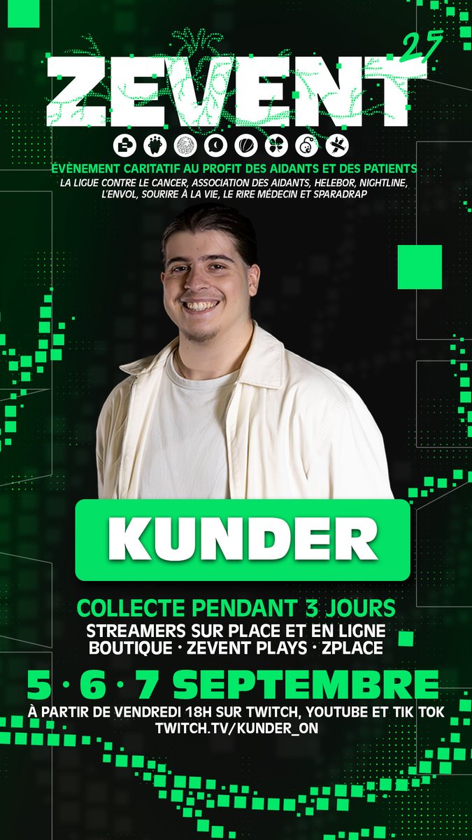 💚 Z Event 2025 💚

Cette année, j’ai la chance de participer en distanciel au Zevent 2025.
On va se donner à fond pour récolter un maximum de dons pour les 8 associations !
Je ferais bientôt un stream où je créerai mes donation goals (j’ai déjà quelques idées sympas👀).