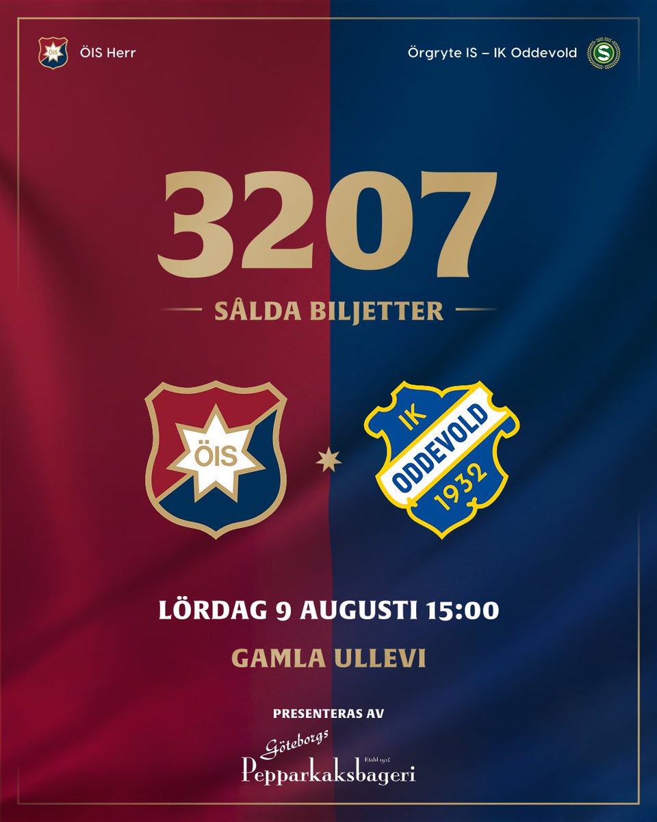 🚀 | Vi går mot en av säsongens bästa publiksiffror!

Köp biljett innan midnatt till lägre pris än på matchdagen ⏳

Fri entré t.o.m. 18 år med koden sommarlov under alternativet Sommarlov med ÖIS ☀️

🎟️ oisfotboll.ebiljett.nu