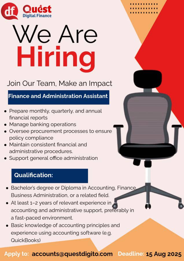 Quest Digital Finance (QDF) (@questdigito) on Twitter photo Got what it takes? Come grab it!
#JobAlert #JobSeekers #Finance #Accounting
<a href="/JOnyait/">Jean A Onyait</a> Got what it takes? Come grab it!
#JobAlert #JobSeekers #Finance #Accounting
<a href="/JOnyait/">Jean A Onyait</a>