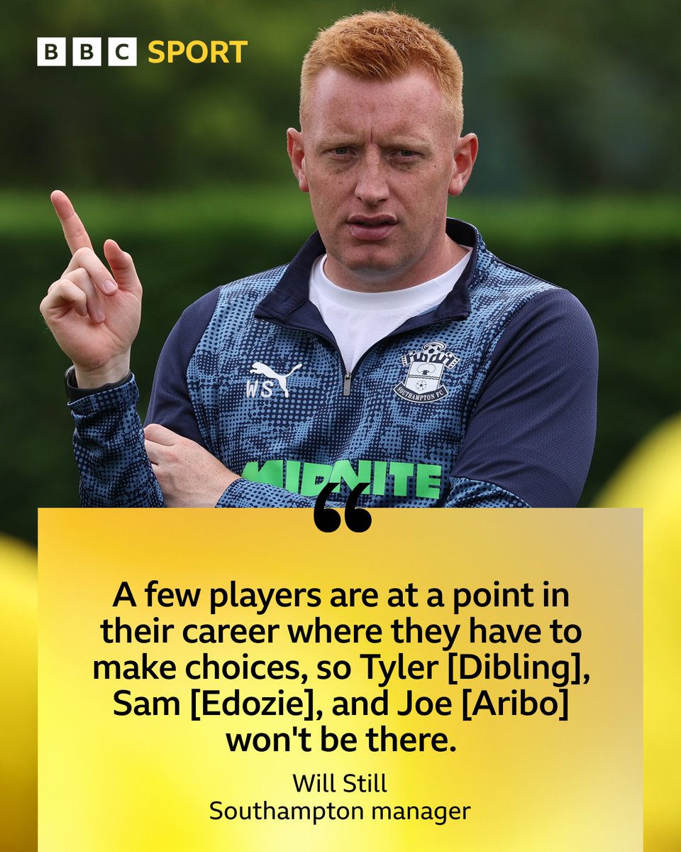 solentsport's tweet image. The #SaintsFC boss has given a team news update ahead of the season-opener 😇

There will be a few notable absentees from the squad to face Wrexham, with that down to a mix of injuries and transfer noise

Will Still has been speaking to @AdamBlackmore ⬇
bbc.co.uk/programmes/p0l…