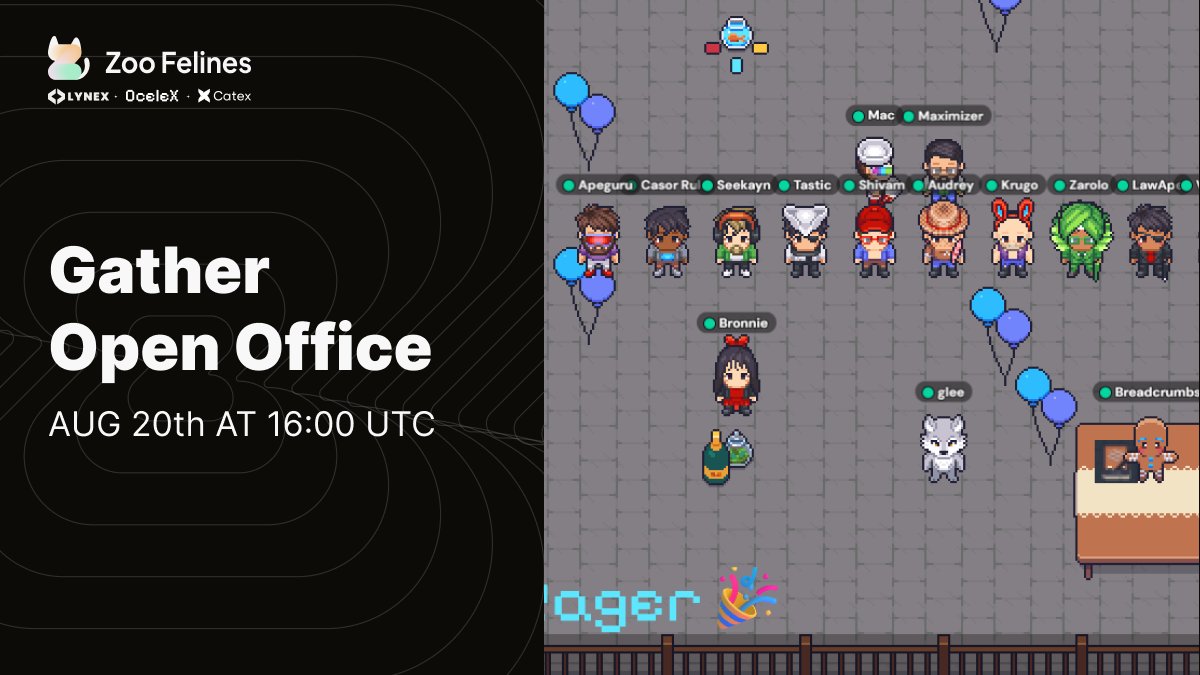 Mark Your Calendars!

The DeFiZoo Open Office is back!
🗓️ Wed, Aug 20th
⏰ 16:00 UTC

Hang out with the Lynex, <a href="/OcelexFi/">Ocelex</a>, and <a href="/CatexBackup/">CatexBackup</a> teams in our interactive Gather HQ. Games, Easter egg hunts, racing, and more!

Join the Discord to RSVP &amp; get all the details:
👉