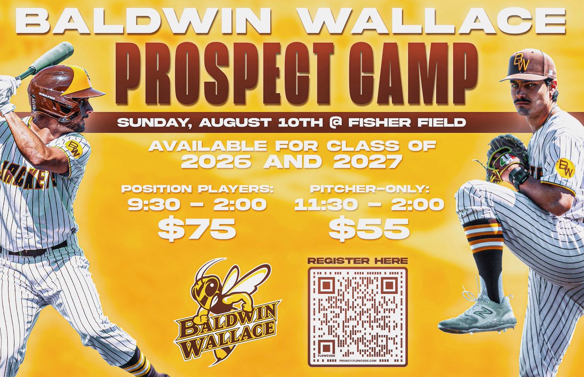 Few spots remain for Sunday’s Prospect Camp!

See you there!

Register: baseball.bwathleticcamps.com