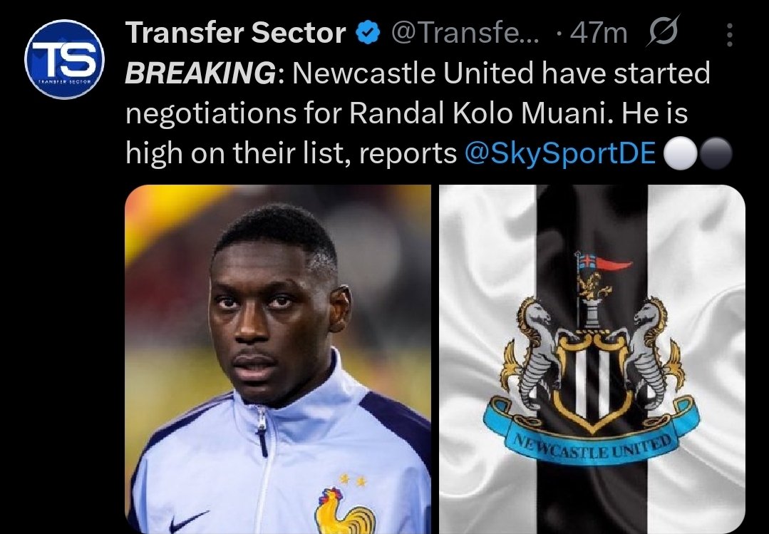 As informed, Kolo Muani was one of the important new names on Newcastle United’s shortlist to reinforce the ST role. ⚫️⚪️

Negotiations has started per <a href="/SkySportDE/">Sky Sport</a>, one to keep an eye on in the next days. Other teams also interested as mentioned. 💥

👀🤝#NUFC