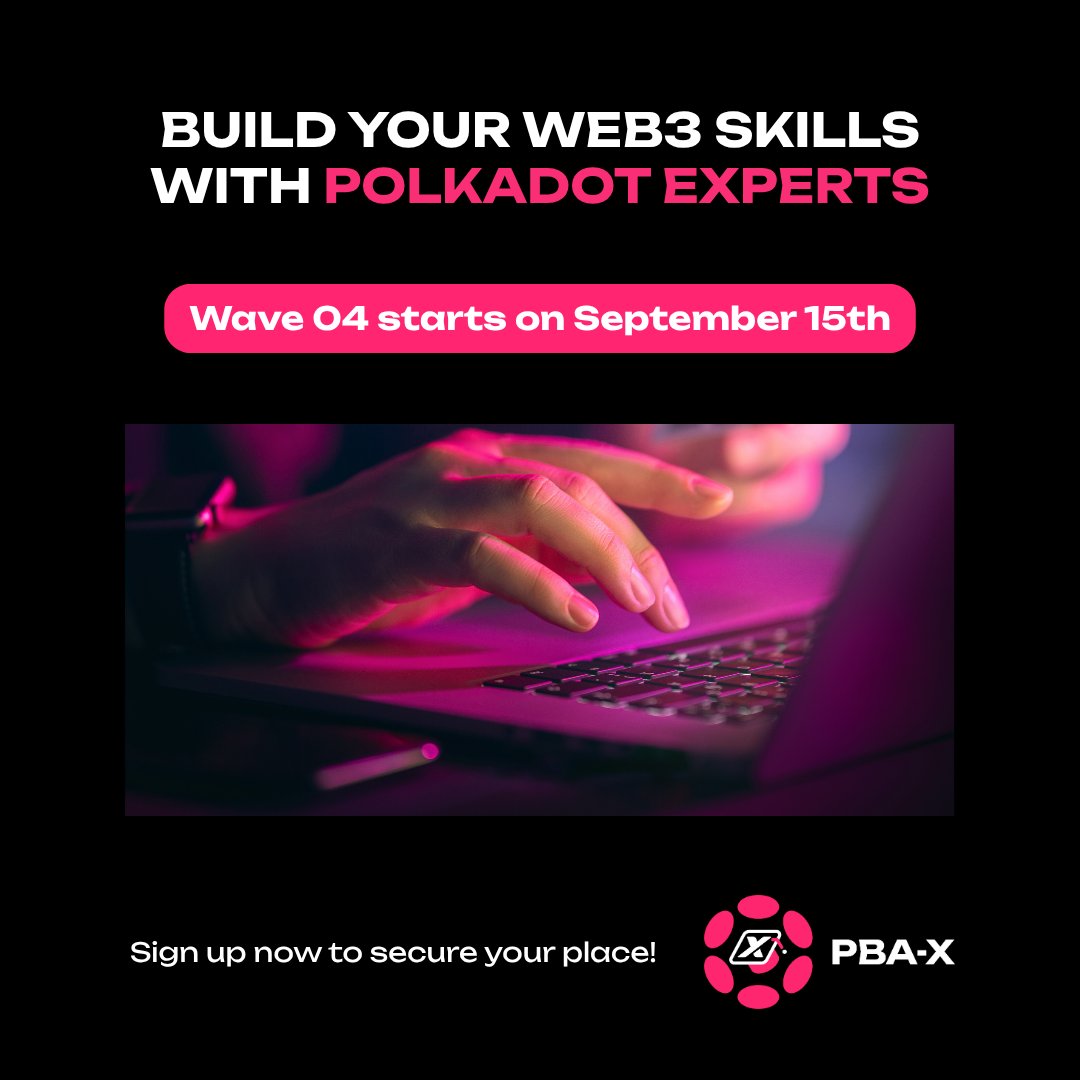 AcademyPolkadot's tweet image. Ready to build your Web3 skills? 🚀
PBA-X is your chance to grow, challenge yourself, and build something meaningful. Our 4-week online course is designed to help you master the key concepts of blockchain technology with high-quality content created by Polkadot experts.

👨‍🏫 Live…