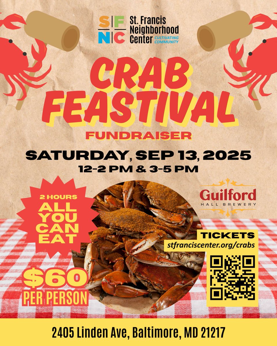 🦀 We're hosting a Crab Feastival kickback next month to raise funds for the Power Project, our 100% free afterschool program serving K-8 students in West Baltimore.

Enjoy AYCE crabs, community, and good vibes as we say goodbye to summer 2025! ☀️

🔗  stfranciscenter.org/crabs