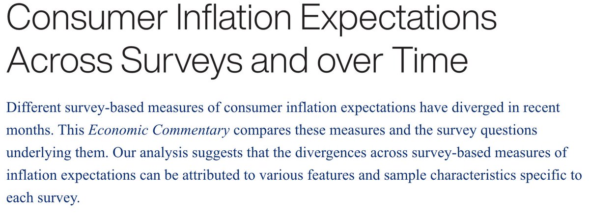 Raphael Schoenle (@raphaelschoenle) on Twitter photo Why have different surveys of inflation expectations recently shown such different numbers for U.S. consumer inflation expectations?
In a new <a href="/ClevelandFed/">Cleveland Fed</a> Economic Commentary with my co-authors <a href="/InaHajdini/">Ina Hajdini</a> , Ph.D., Ed Knotek, <a href="/JohnCLeer/">John Leer</a>, <a href="/mathpedemonte/">Mathieu Pedemonte</a>, Damjan Pfajfar and Why have different surveys of inflation expectations recently shown such different numbers for U.S. consumer inflation expectations?
In a new <a href="/ClevelandFed/">Cleveland Fed</a> Economic Commentary with my co-authors <a href="/InaHajdini/">Ina Hajdini</a> , Ph.D., Ed Knotek, <a href="/JohnCLeer/">John Leer</a>, <a href="/mathpedemonte/">Mathieu Pedemonte</a>, Damjan Pfajfar and
