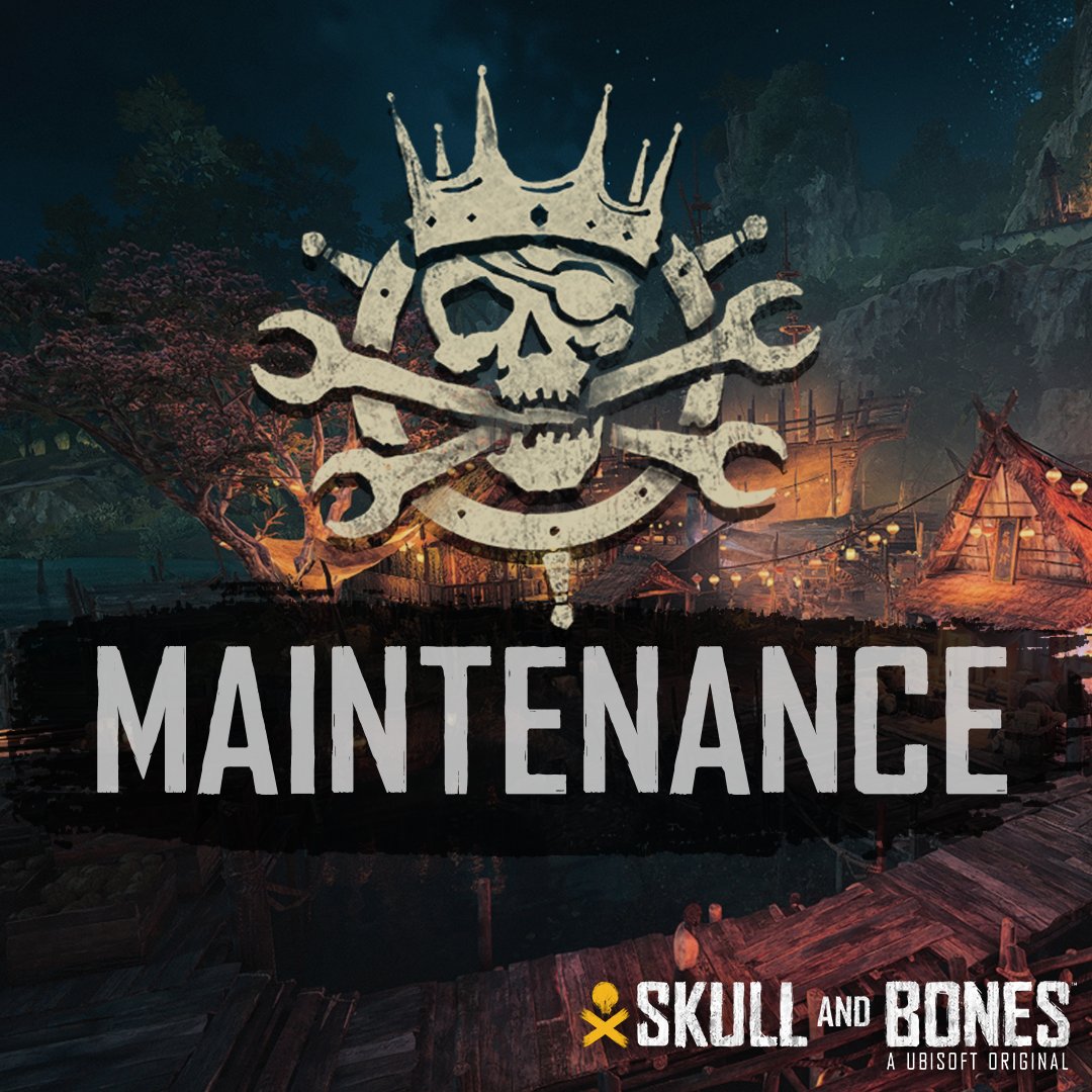Captains, #SkullandBones maintenance incoming 🛠️ 

📅 Tuesday 12th August
⏰8AM CEST / 4PM AET / (11 AUG) 11PM PT
⏳~ 1h

🔧 Routine server checks and operations. 

The team are working on a patch with some balance changes and fixes, keep an eye for more information soon.