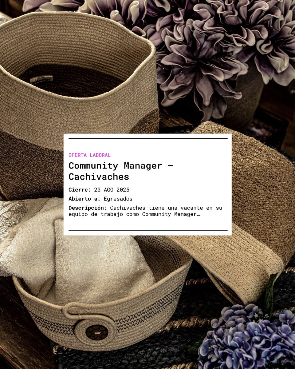 #ClasificadosARQDIS ¡Cachivaches busca Community Manager! ¿Te apasiona el mundo digital, la creatividad y el análisis de datos? ¡Esta es una oportunidad para ti! Cachivaches está buscando un/a Community Manager. Aplica antes del 20 de agosto en 👉 buff.ly/yRjYVcI