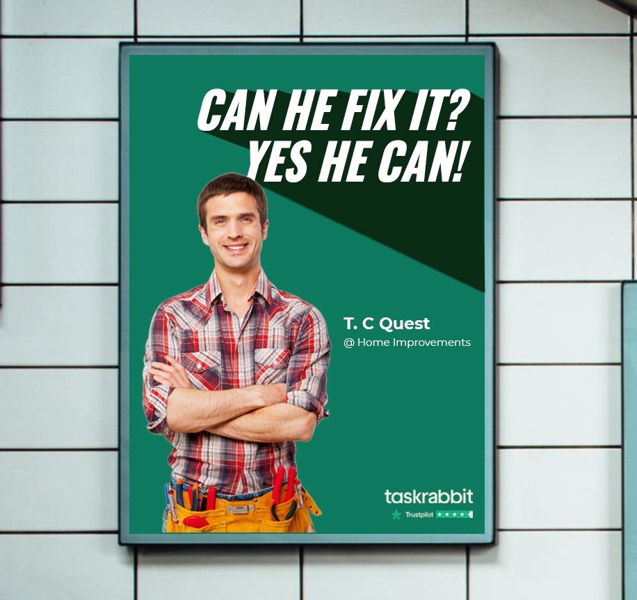 Entry 3 - One Minute Brief of the Day: Create posters that bring to life famous song lyrics to promote the 'Moving/Painting/Cleaning/Mounting/Home Improvement' categories available on the
<a href="/Taskrabbit/">Taskrabbit</a> platform. #TaskTunes🎶
<a href="/OneMinuteBriefs/">One Minute Briefs ⏱️</a>