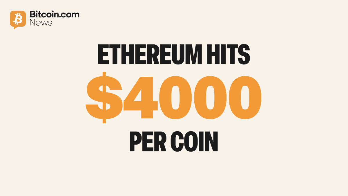 💥 #ETH is back at $4000