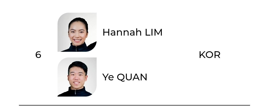 챌린저 키노시타 엔트리
남싱: 차준환 이시형 이재근
여싱: 유영 이해인 윤아선
아댄: 해예네
팀코리아 화이팅!!