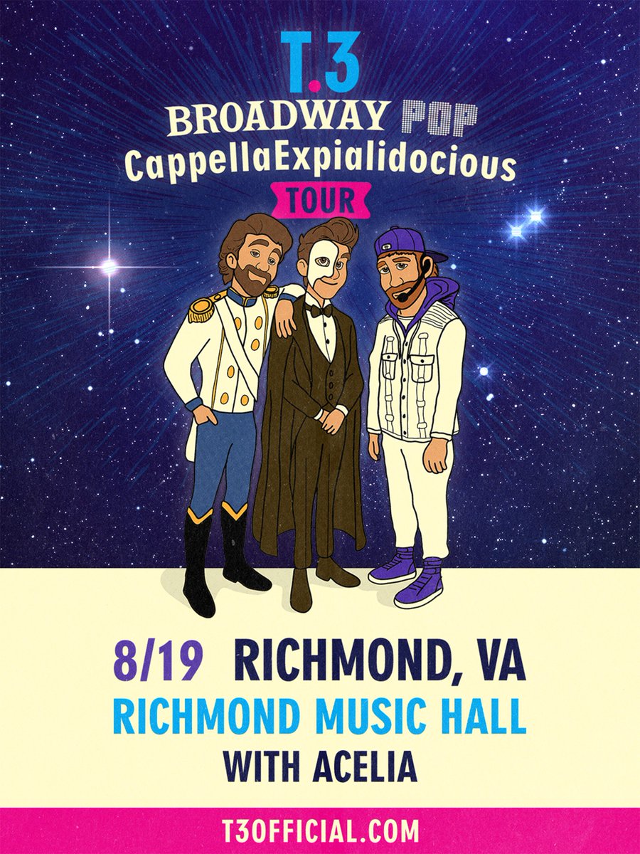 Support added! Don't miss T.3 at Richmond Music Hall August 19th with Acelia. Get your tickets now!