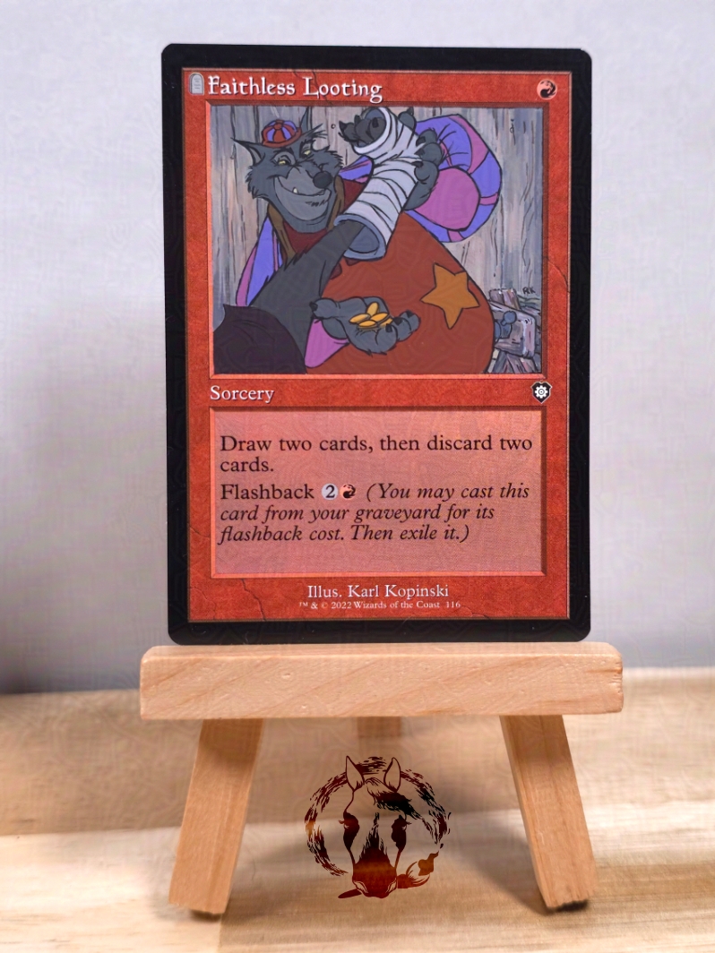 Unplugged Second Chance 
'Faithless Looting' - hand painted #mtgalter featuring fan art of the Great Sheriff of Nottingham
$250 + Shipping. Dm or Email to claim!