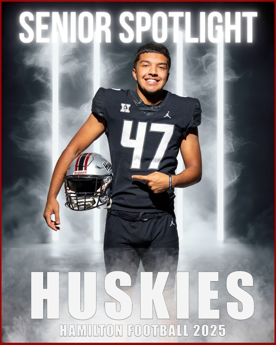 HuskiesGridiron's tweet photo. 🎉 Senior Spotlight: Alexander Krouses 🎉

📍 Favorite Hamilton Football Memory: Scoring a scoop and score touchdown! 
🍔 Favorite Food: Spaghetti &amp; Meatballs
🎵 Favorite Song: Hold Ya Head(Notorious B.I.G)
🎧 Pre-Game Ritual: Praying
🔥 Game He’s Most Looking Forward To: Basha https://t.co/FBQUDpPLUY