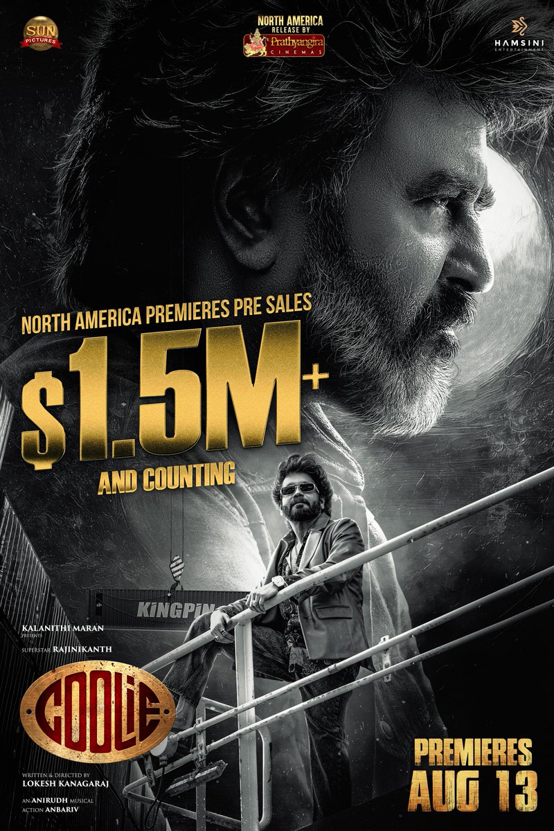 Ruling and Firing 🔥
No looking back. 

#Coolie is witnessing a Powerhouse vibe at the North America 🤙🏻