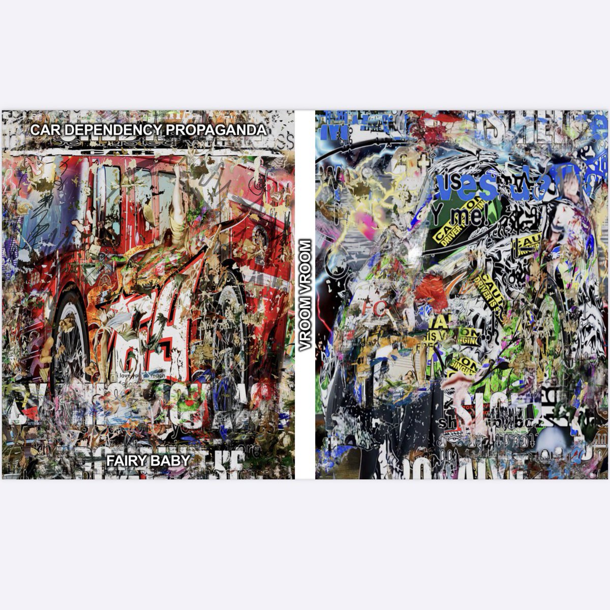 Front and back cover of my book: 

CAR DEPENDENCY PROPAGANDA