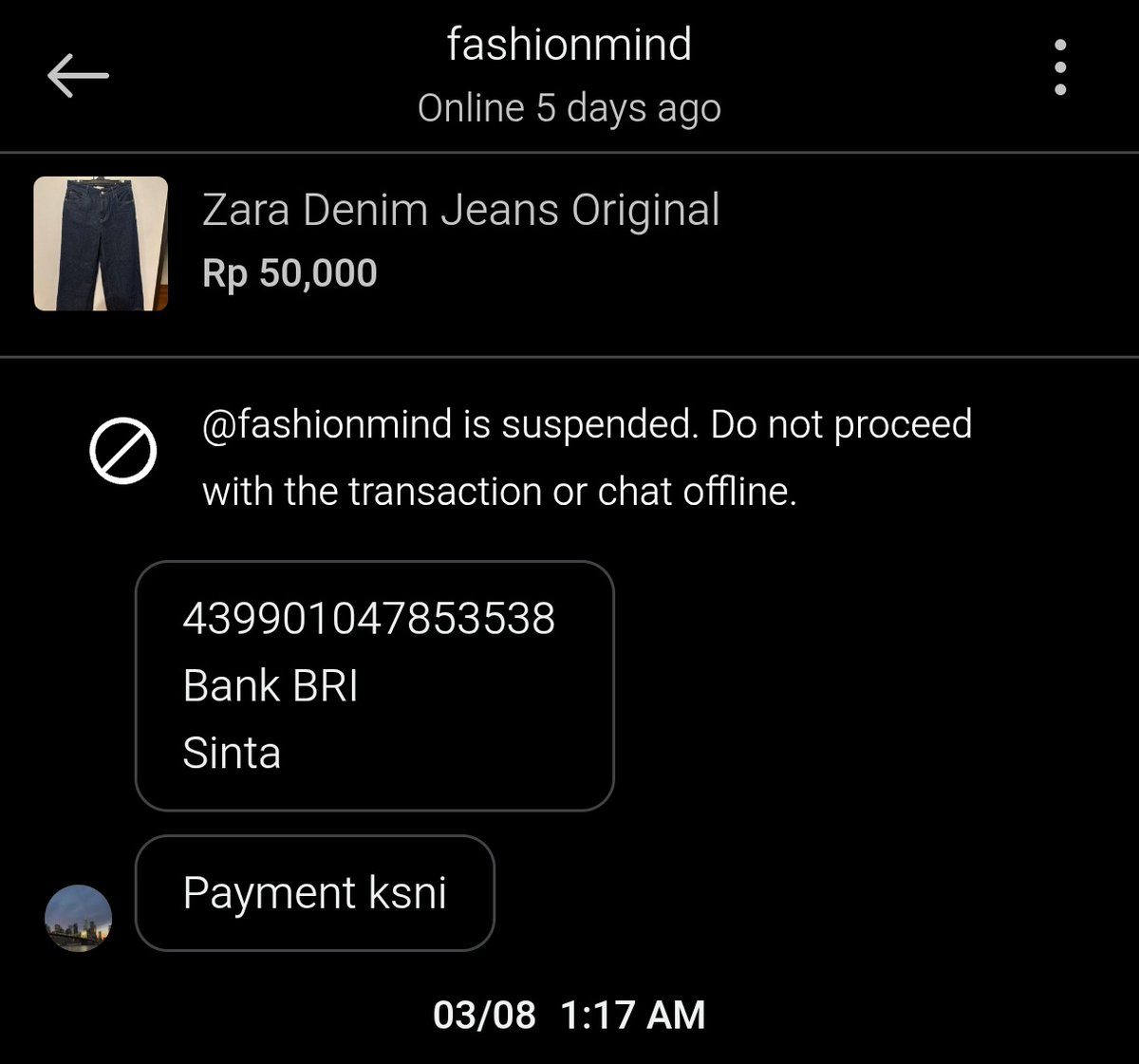 haitanih's tweet photo. hai guys wta, adakah yang pernah transaksi sama kakak ini di carousell? https://t.co/ERAAA9a0dL