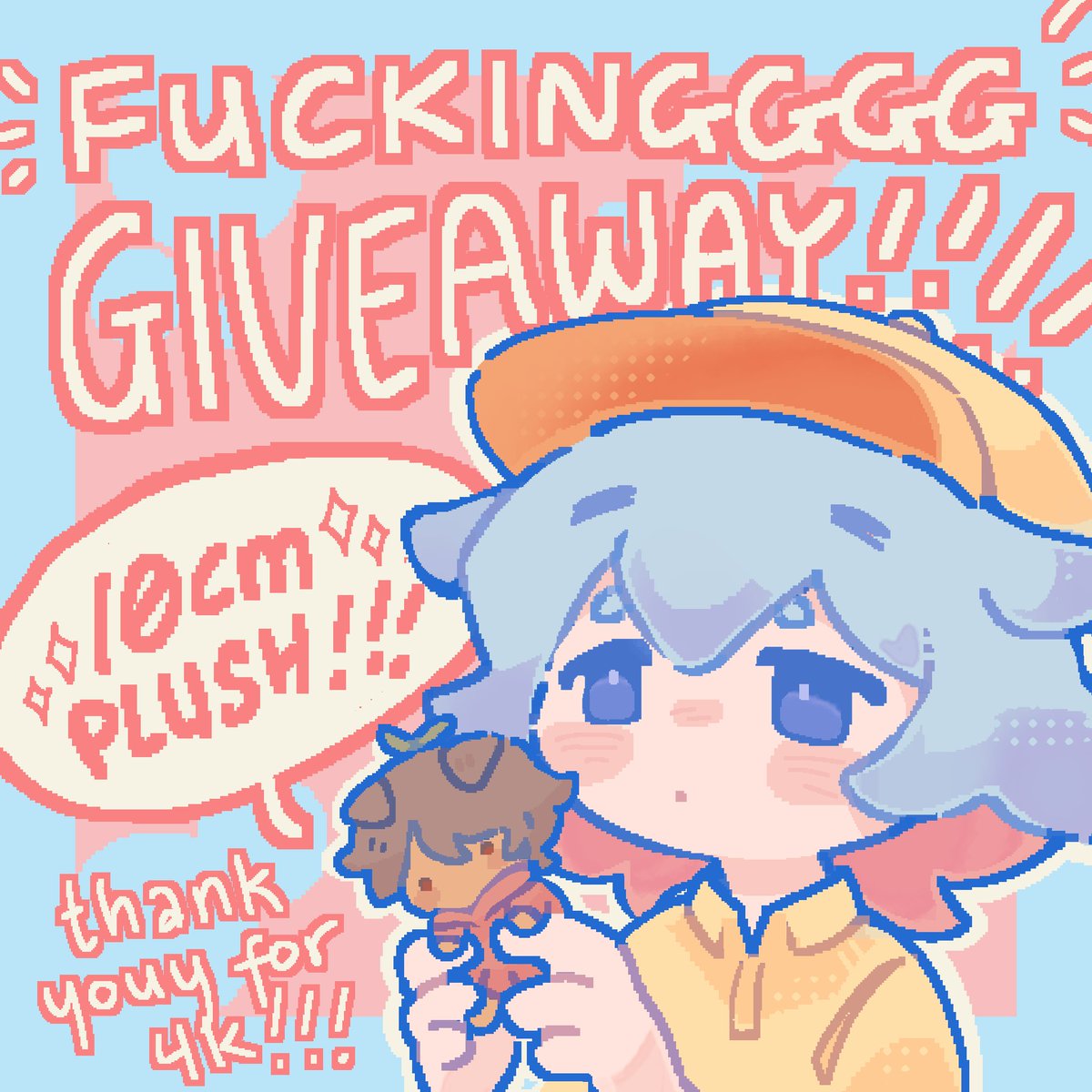 Thank you for 4k! 
10cm Custom Plush Giveaway 

Like + RT
Rules down bellow vvv